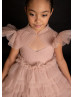 Feifei Sleeves Mauve Pink Pleated Tulle Ruffled Flower Girl Dress Feifei Sleeves Mauve Pink Pleated Tulle Ruffled Flower Girl Dress